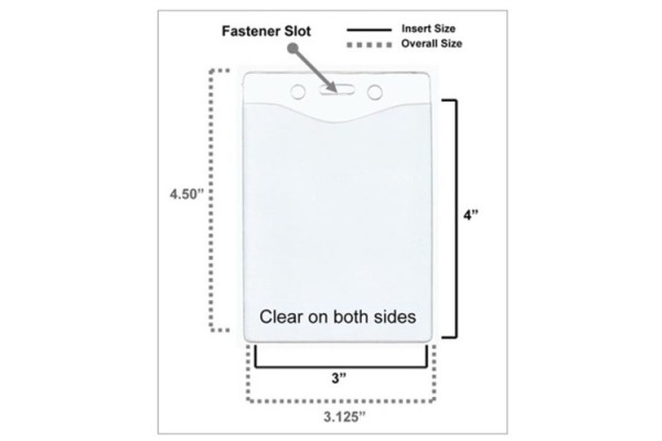 4x3 inch Vertical Vinyl Badge Holder With Slot